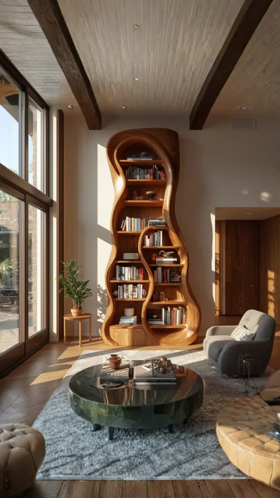  Organic Sculptural Wood Bookshelf