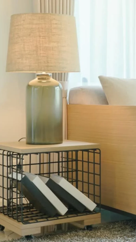 Choose Warm Brass Lamp Bases on the Side Tables