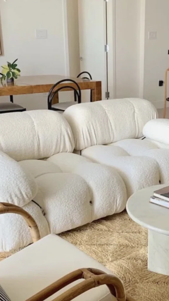 Make the Bouclé Sofa the Room's Single Statement Piece