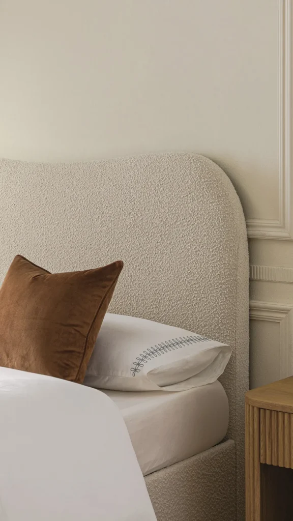 boucle headboard bedroom single luxury simple room elevated 2026