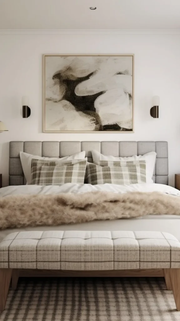 boucle headboard guest bedroom warm welcoming layered linen bedding 2026