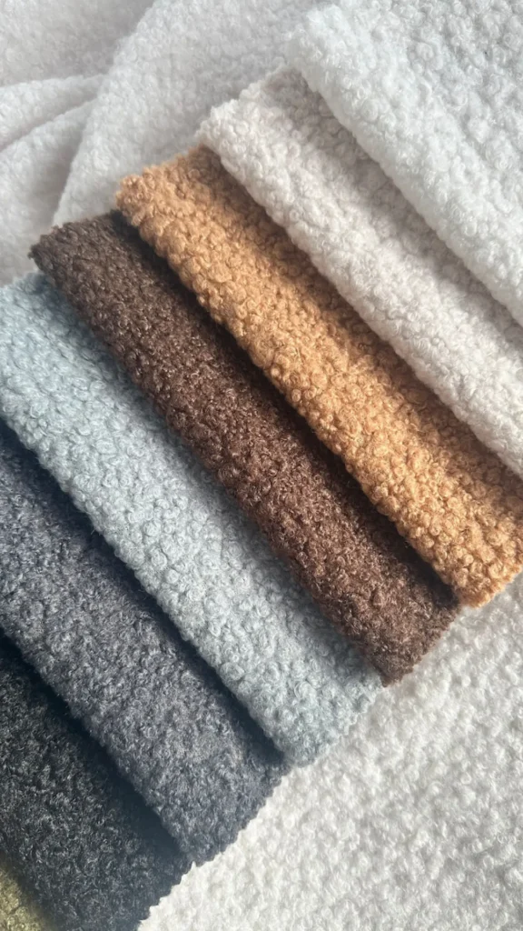boucle headboard bedroom fabric choice texture pile comparison samples neutral 2026