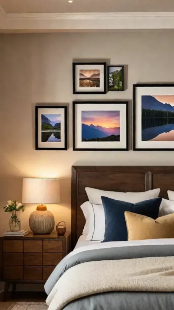 boucle headboard bedroom gallery wall combination personal focal point art 2026