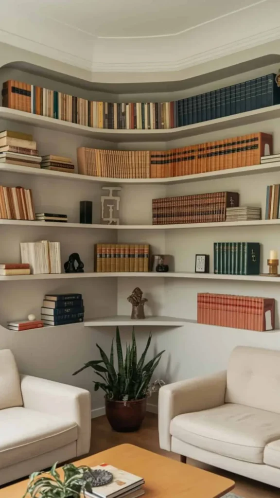 curved bookshelf living room impact transformation character warmth single purchase 2026"