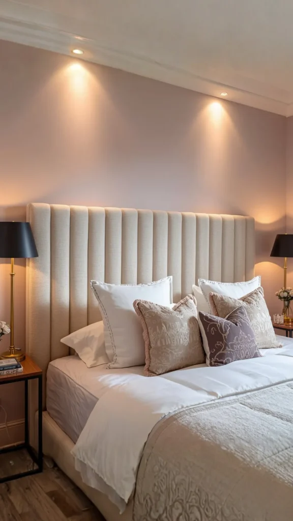 DIY bouclé headboard bedroom budget friendly wall mounted simple styling