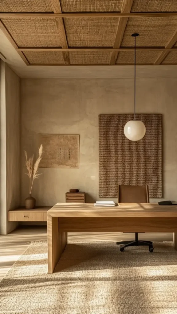 japandi home office ideas deliberately clear desk surface beauty of restraint 2026