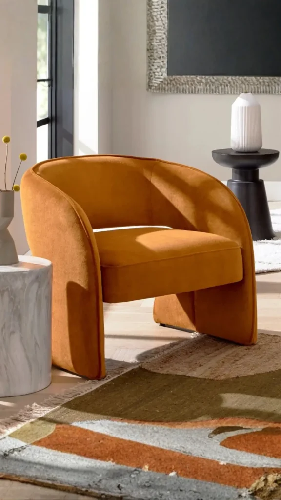 curved accent chair supporting character completes room beside sofa beautiful 2026