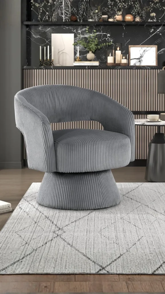 curved accent chair swivel flexible living room rotates organic modern 2026