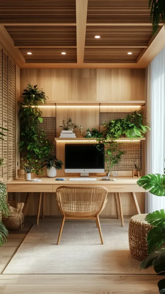 japandi home office ideas desk positioned maximize natural light side window 2026