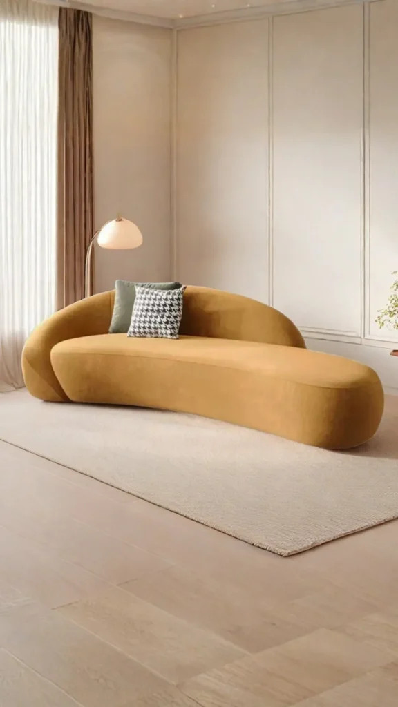 curved accent chair low profile lounge chair floor japandi organic modern 2026