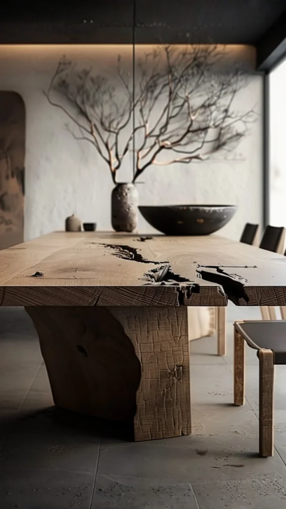 japandi dining room ideas wabi-sabi table setting handmade ceramics linen natural stems 2026