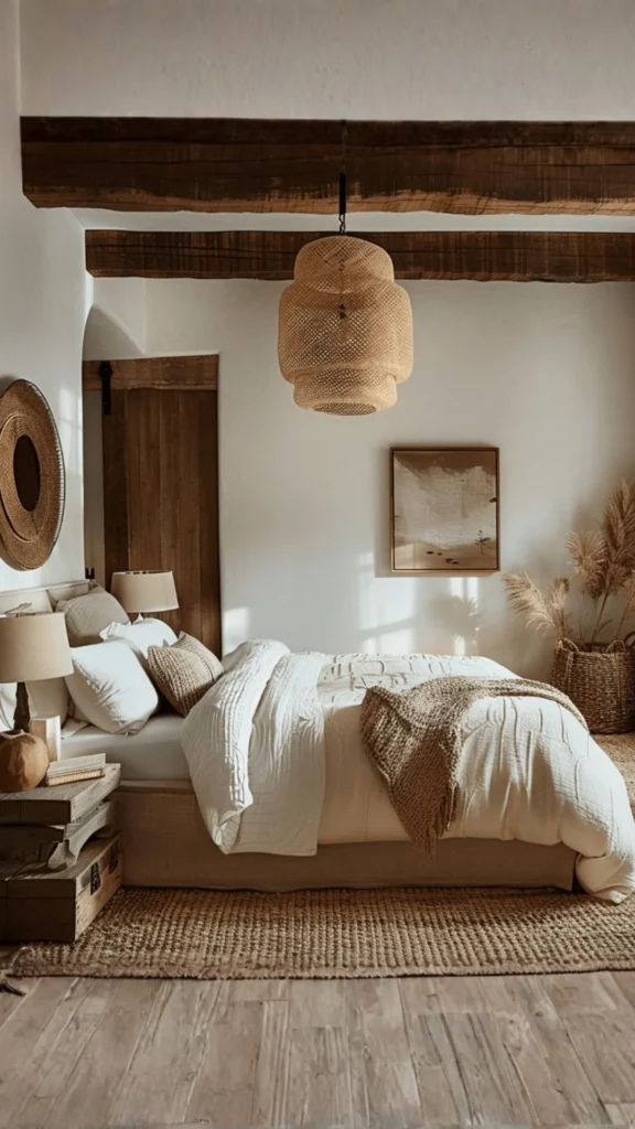 organic modern bedroom ideas earthy nature-connected palette sage sand warm white 2026