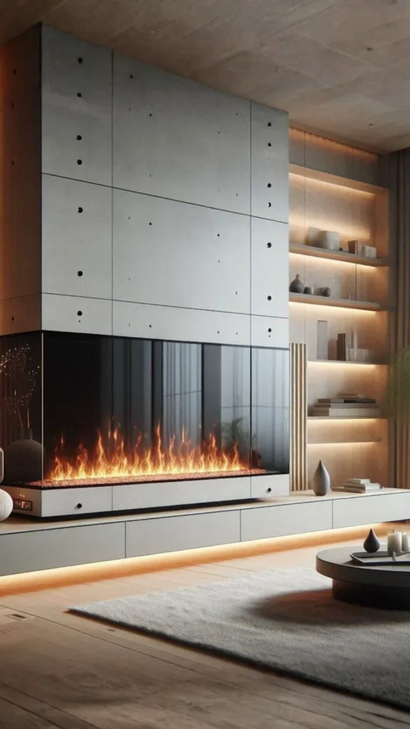 stone fireplace ideas electric fire insert natural stone surround modern beautiful 2026
