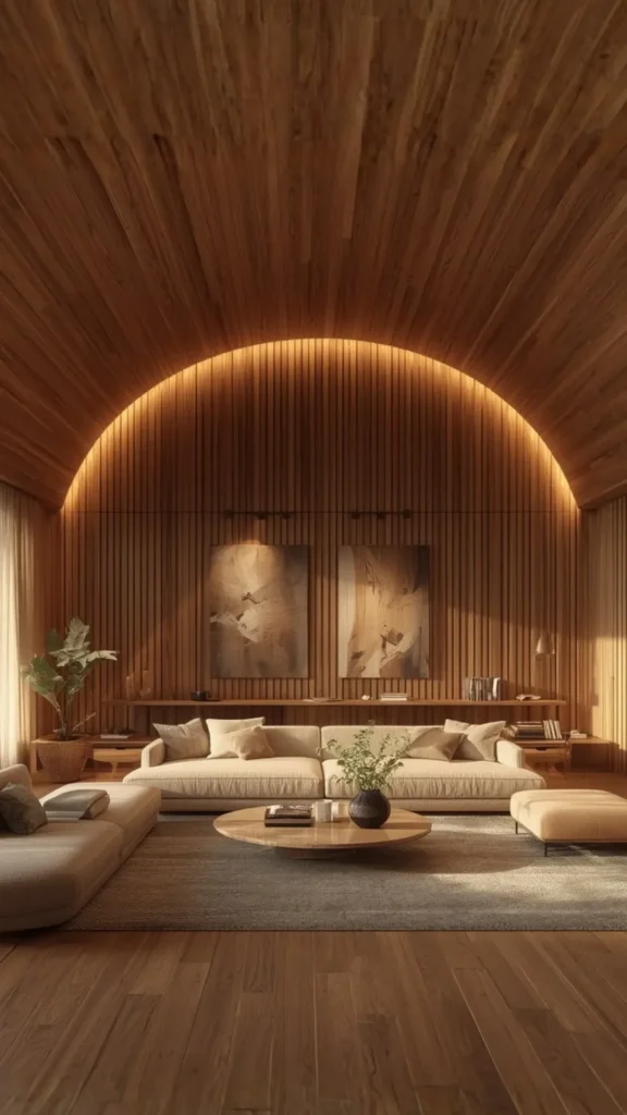 organic modern living room ideas core qualities warm materials curved forms natural textures 2026