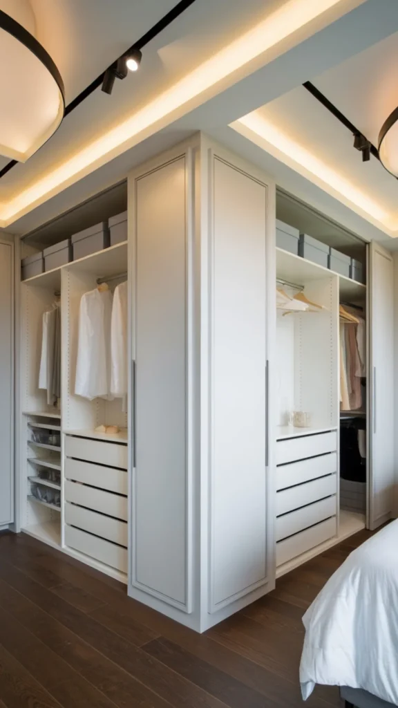 bedroom storage ideas floor to ceiling built in wardrobe seamless warm integrated 2026