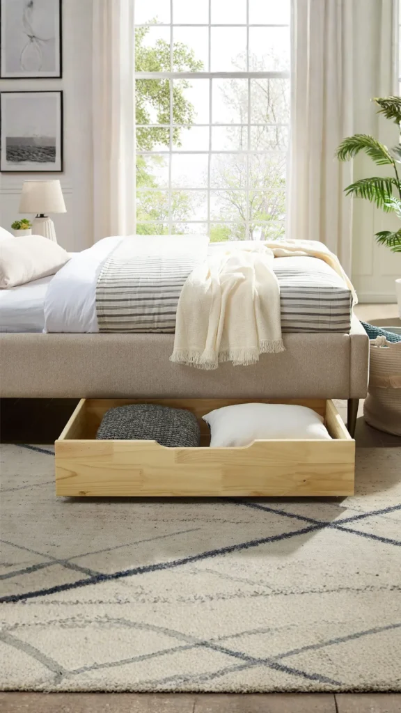 bedroom storage ideas under bed drawers natural baskets beautiful organised 2026