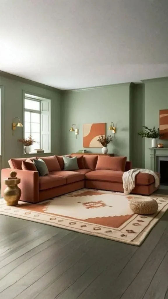 neutral living room ideas one earthy accent color terracotta sage warmth beautiful 2026
