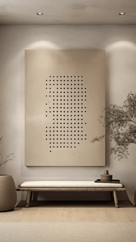 japandi home office ideas minimal meaningful wall decor one artwork nothing else 2026