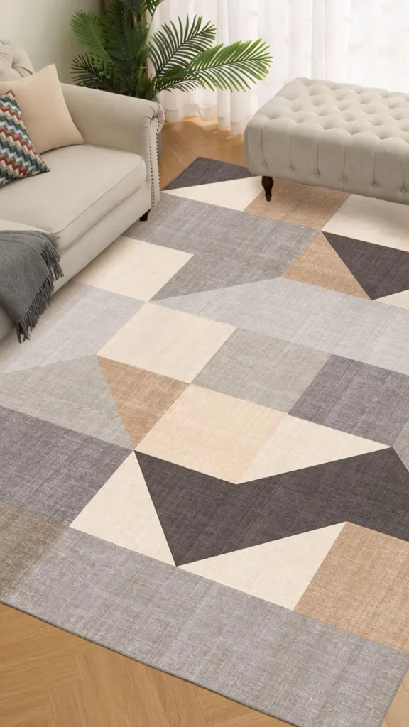 living room rug ideas subtle geometric pattern warm toned