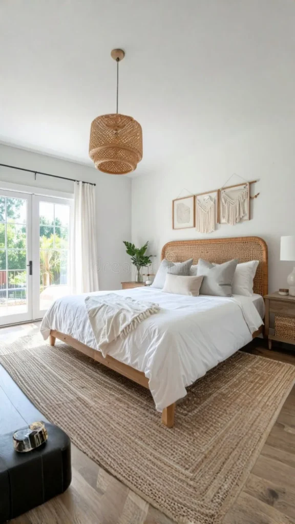 boho bedroom ideas rattan headboard woven warm bedroom foundation 2026