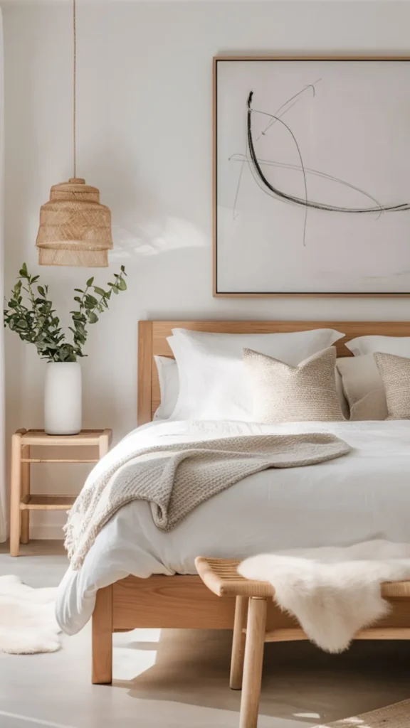 organic modern bedroom ideas small compact footprint warmth
