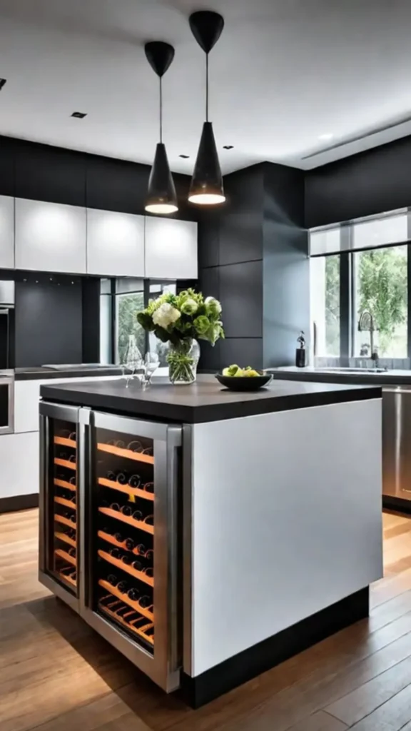 kitchen island ideas built in wine fridge integrated