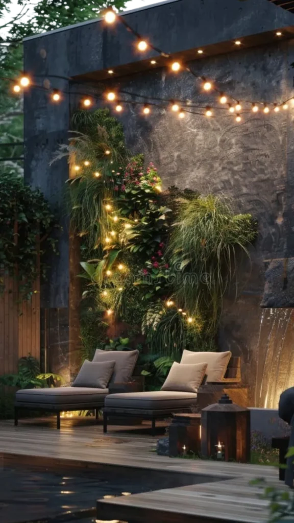 outdoor living space ideas warm string lights lanterns evening transformation atmospheric