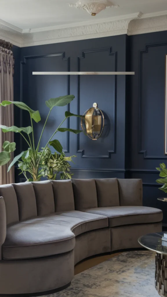 how to style curved sofa gallery wall oval arched frames curved art