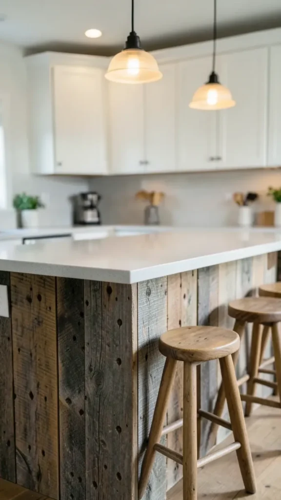 kitchen island ideas reclaimed wood weathered history grain