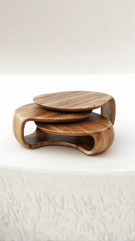 organic coffee table nesting set different sizes forms living room flexible practical beautiful