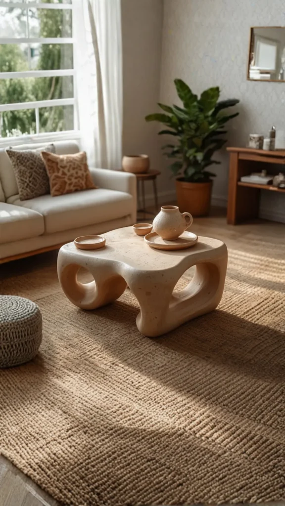 organic coffee table ceramic pottery inspired handmade quality warm living room artisan 2026