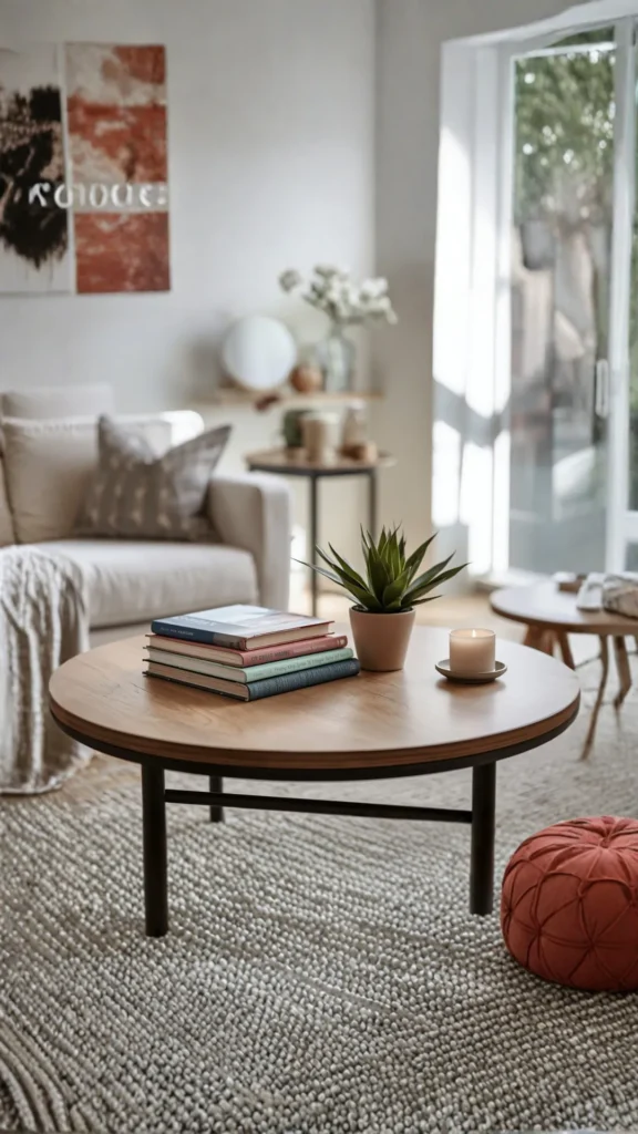 organic coffee table styling guide three objects book stack plant candle perfectly balanced