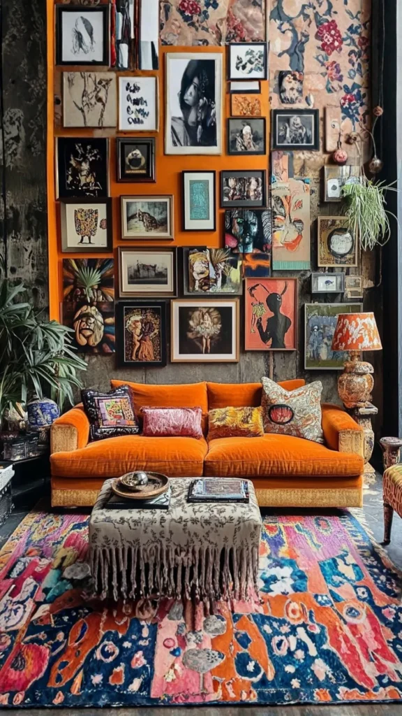 maximalist home decor gallery wall floor to ceiling entire wall art objects abundant beautiful