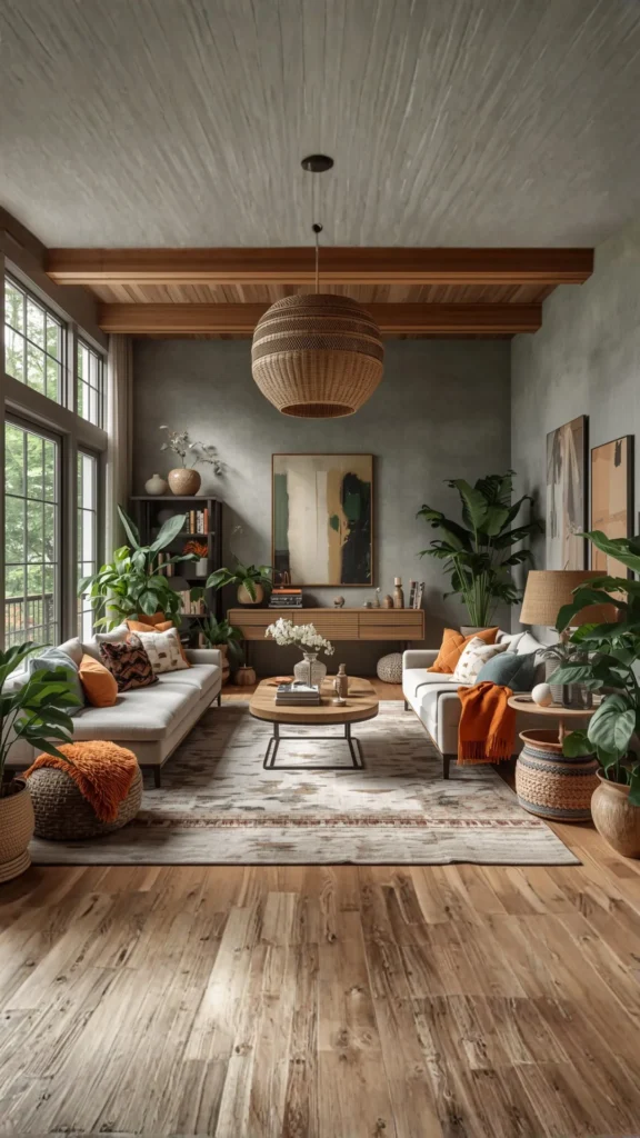maximalist home decor meets organic modern abundant warm layered natural bold connected 2026