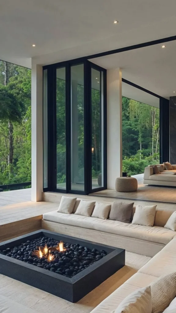 living room decor trends 2026 sunken seating zone lowered intimate
