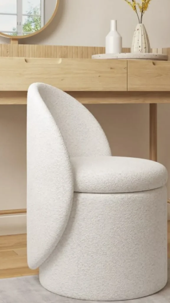 boucle armchair vanity dressing table seat bedroom