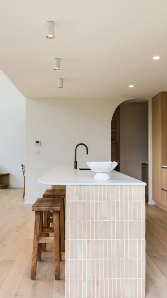 kitchen island ideas colorful zellige tile clad outer