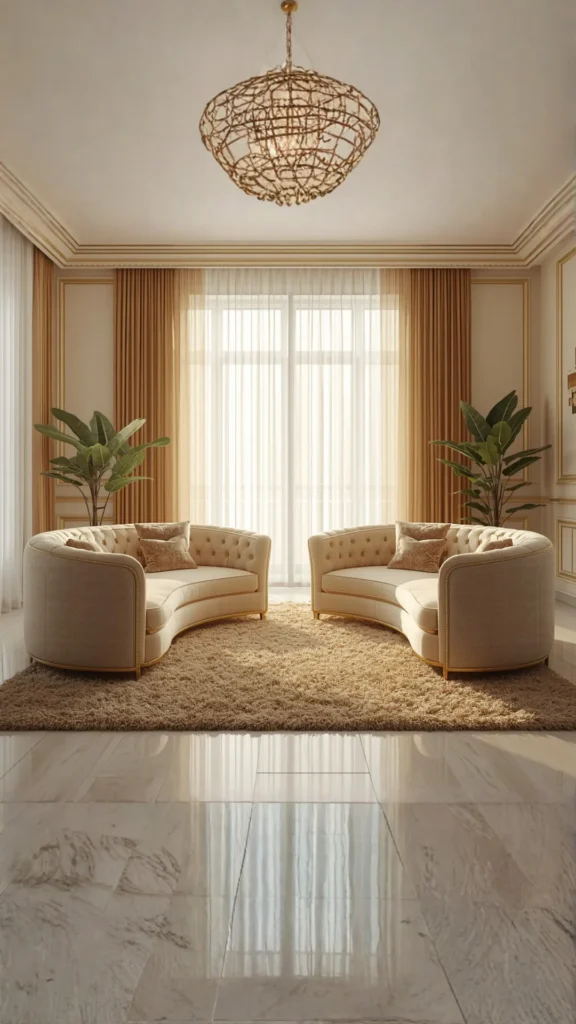 how to style curved sofa two sofas facing each other conversation zone intimate spacious