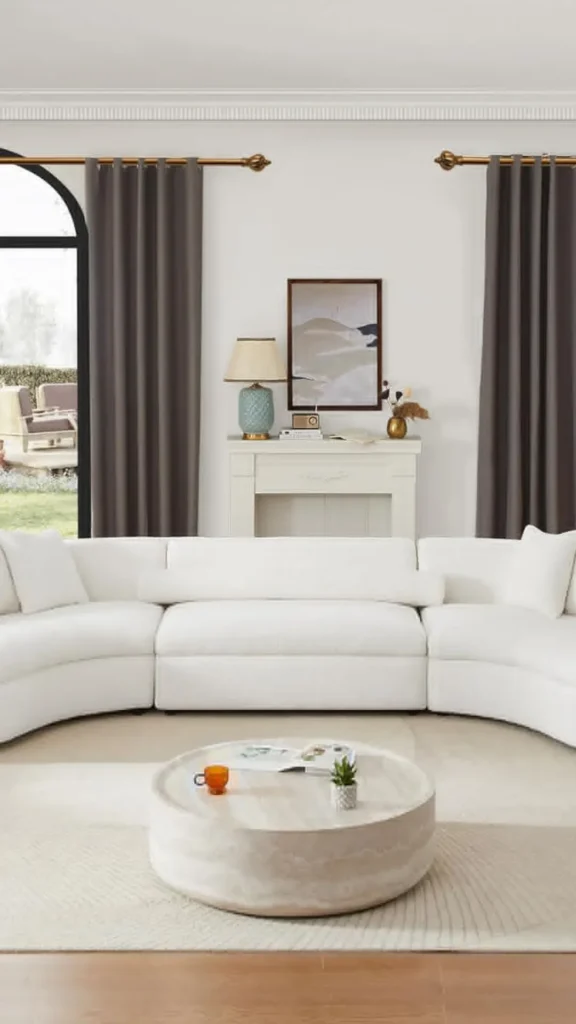 how to style curved sofa family living room multi generational seating