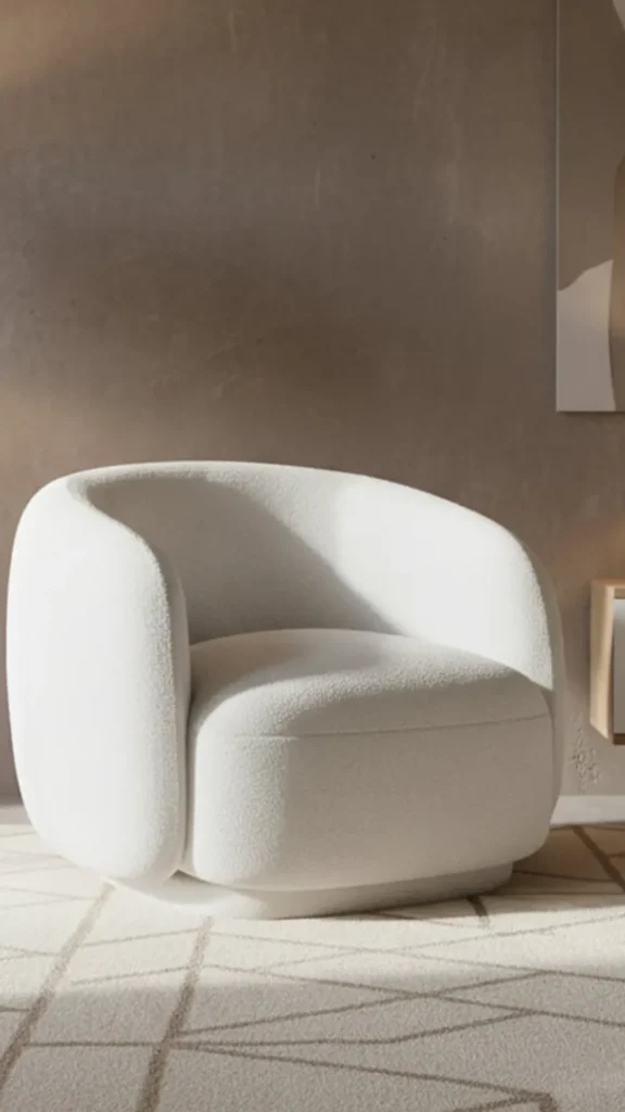 curved accent chair silhouette from behind positioned
