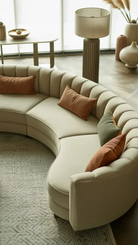 how to style curved sofa final placement check complete layout