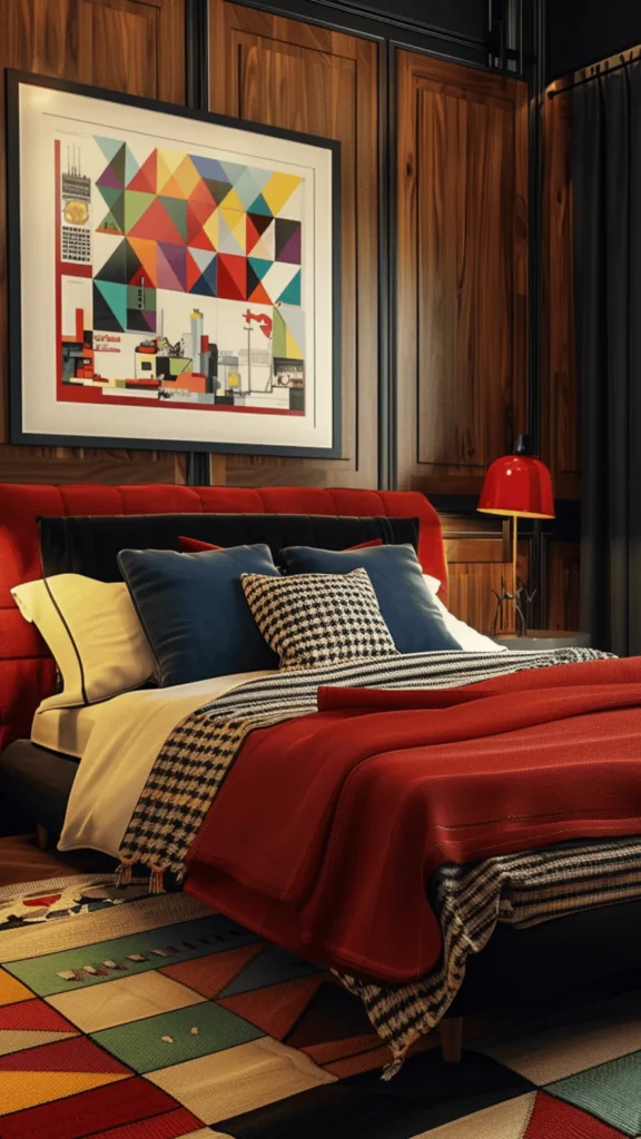funky retro bedroom ideas sunken conversation corner floor cushions warm