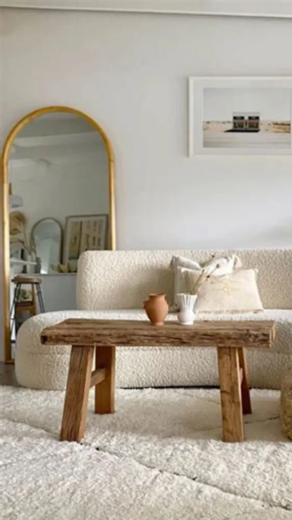boucle ottoman layered tones cream oat sofa together