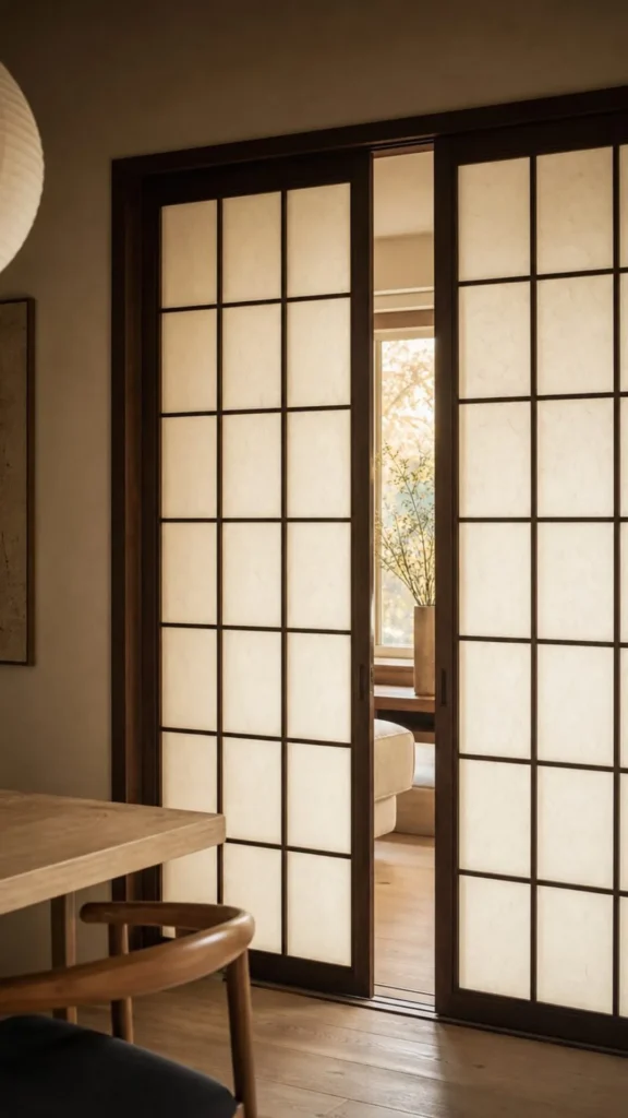 japandi style guide sliding shoji doors filtered light living space 2026