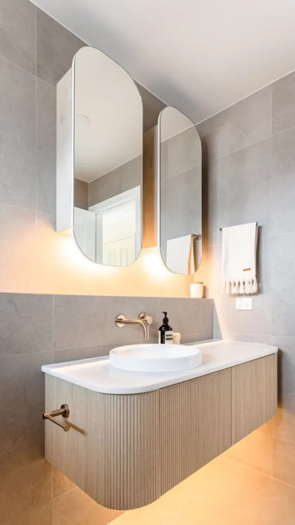 bathroom vanity ideas rounded countertop edges softer feel 2026