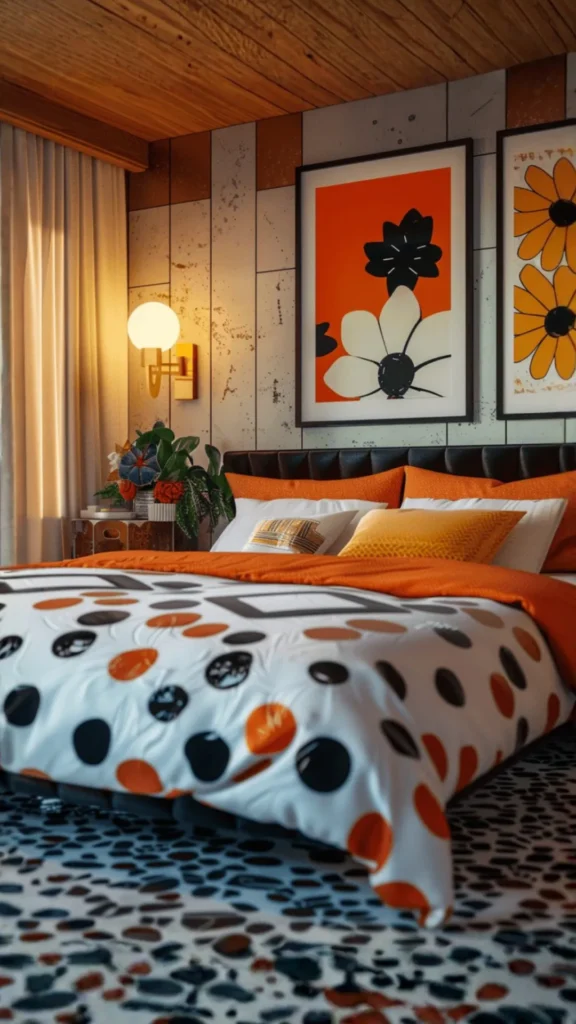 funky retro bedroom ideas retro lighting statement floor lamp warm globe pendant mood