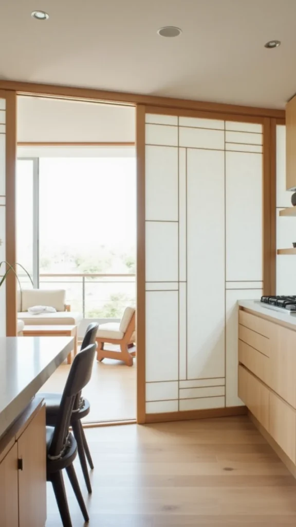 japandi dining room ideas shoji sliding door kitchen separation