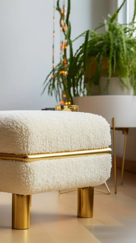 boucle ottoman plant stand alternative statement corner