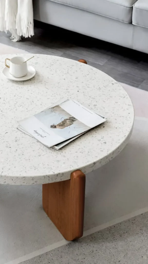 organic coffee table terrazzo surface round warm