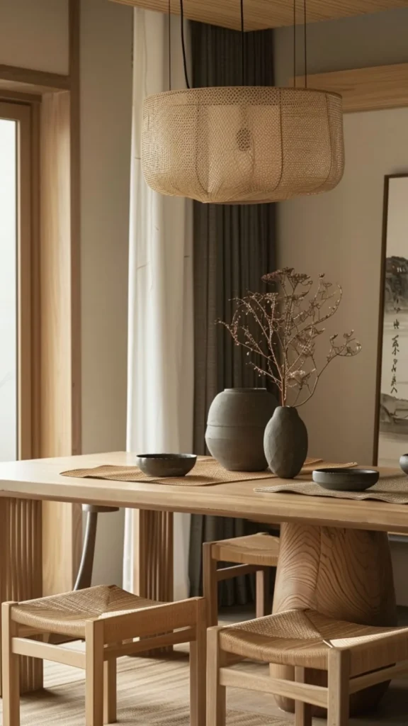 japandi dining room ideas family children durable warm practical